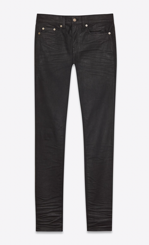 Saint Laurent Skinny-Fit Jeans Coated Black Denim