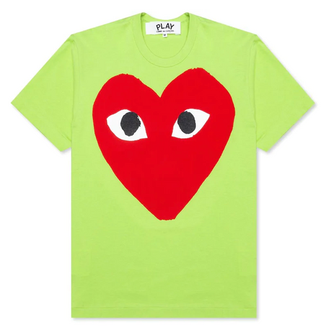 Comme des Garcons PLAY Pastelle Red Logo T-Shirt - Green
