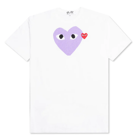 Comme des Garcons PLAY Red Emblem Heart T-Shirt - White/Purple
