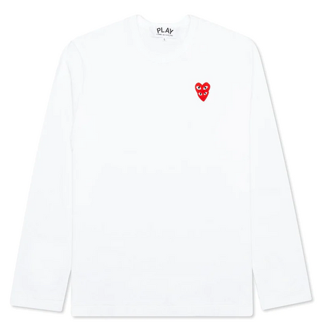 Comme des Garcons PLAY Stacked Heart L/S T-Shirt - White